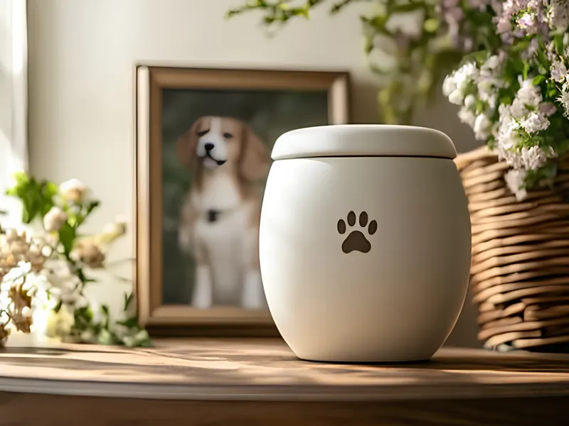 Urna commemorativa con zampa di cane